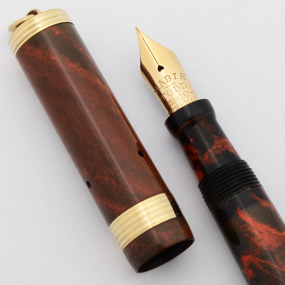 Mabie Todd Swan 54 Eternal Self-Filling - Mottled Red Hard Rubber